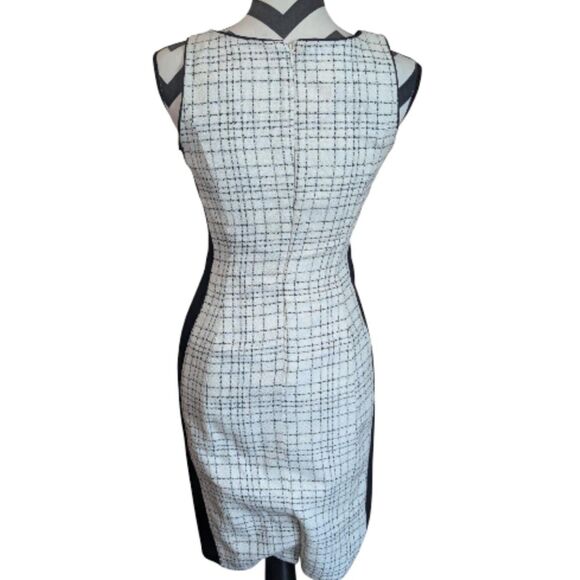 White House Black Market Tweed Sheath Dress Black White Plaid Sz 00 Petite - Picture 6 of 6